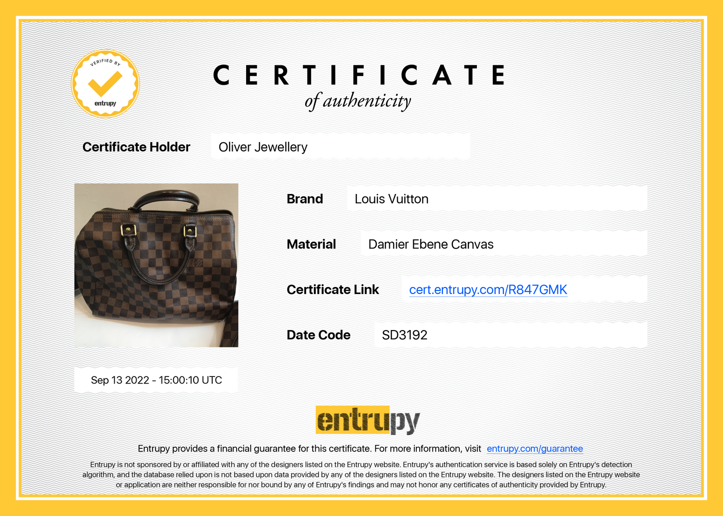 Louis Vuitton Damier Ebene Speedy 30