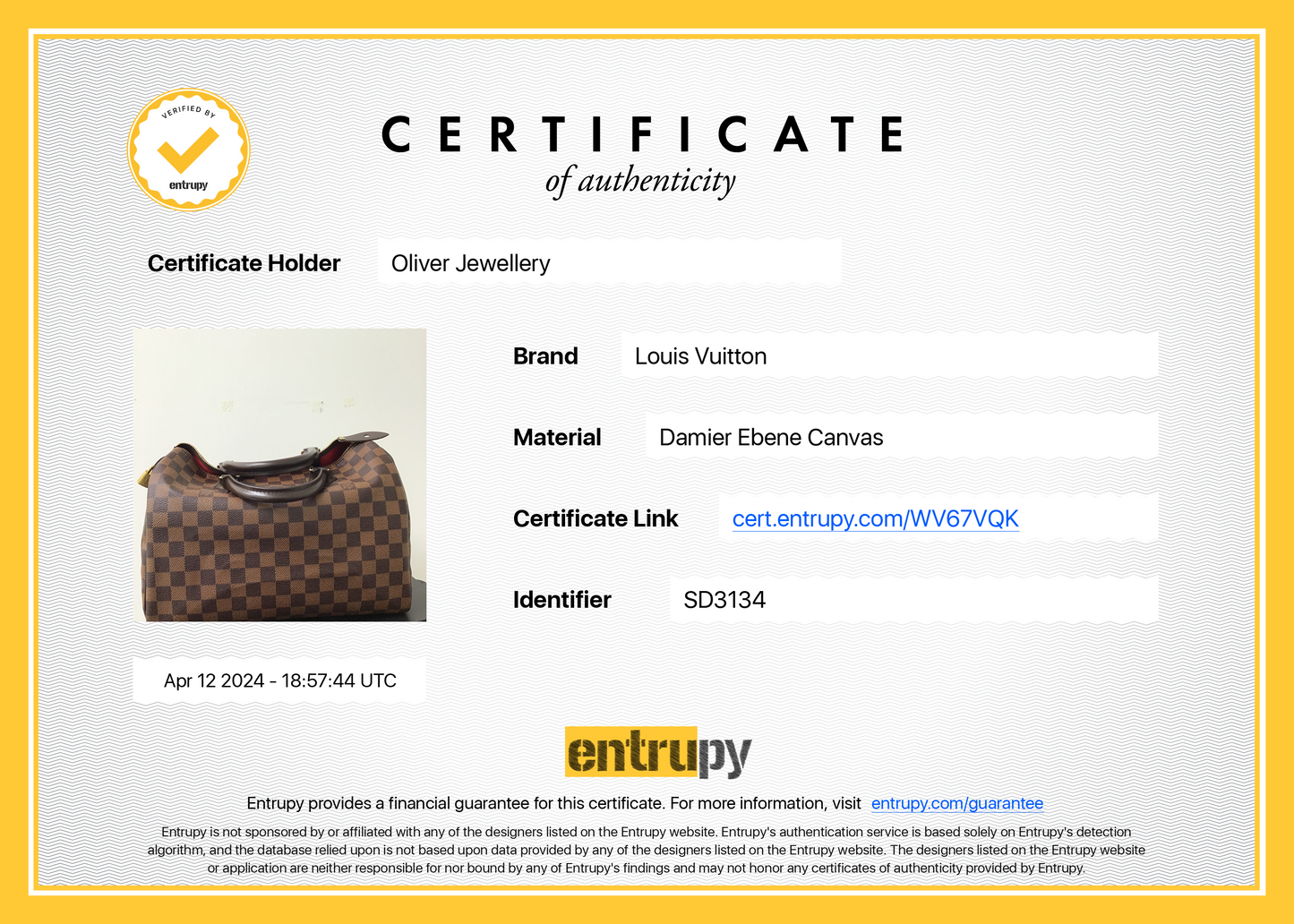 Louis Vuitton Damier Ebene Speedy 30