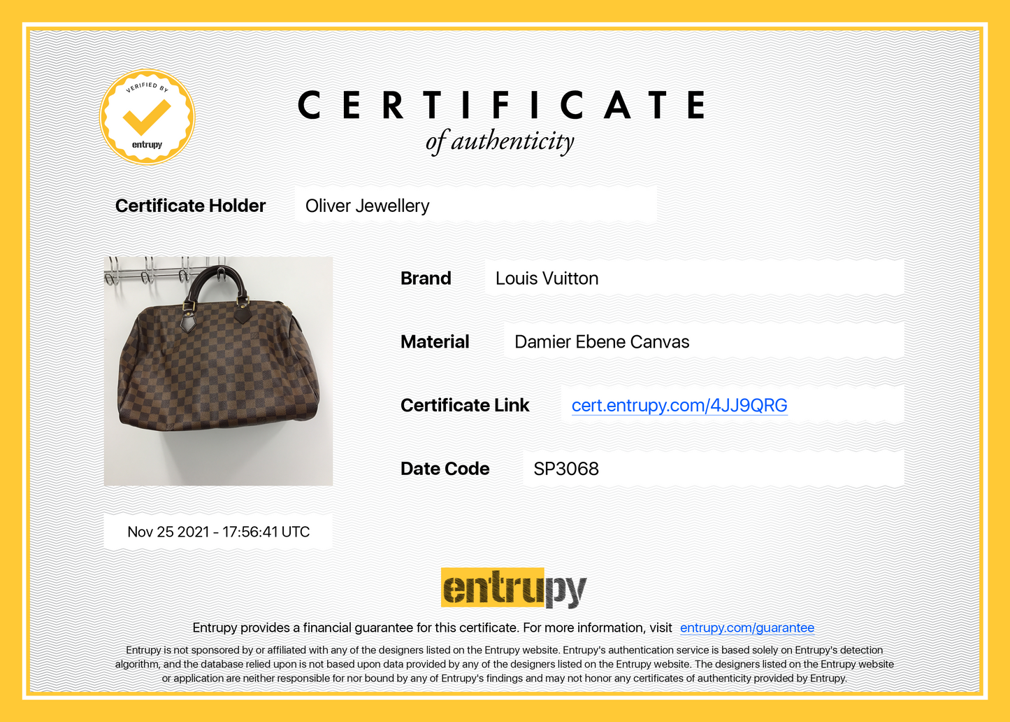 Louis Vuitton Damier Ebene Speedy 35