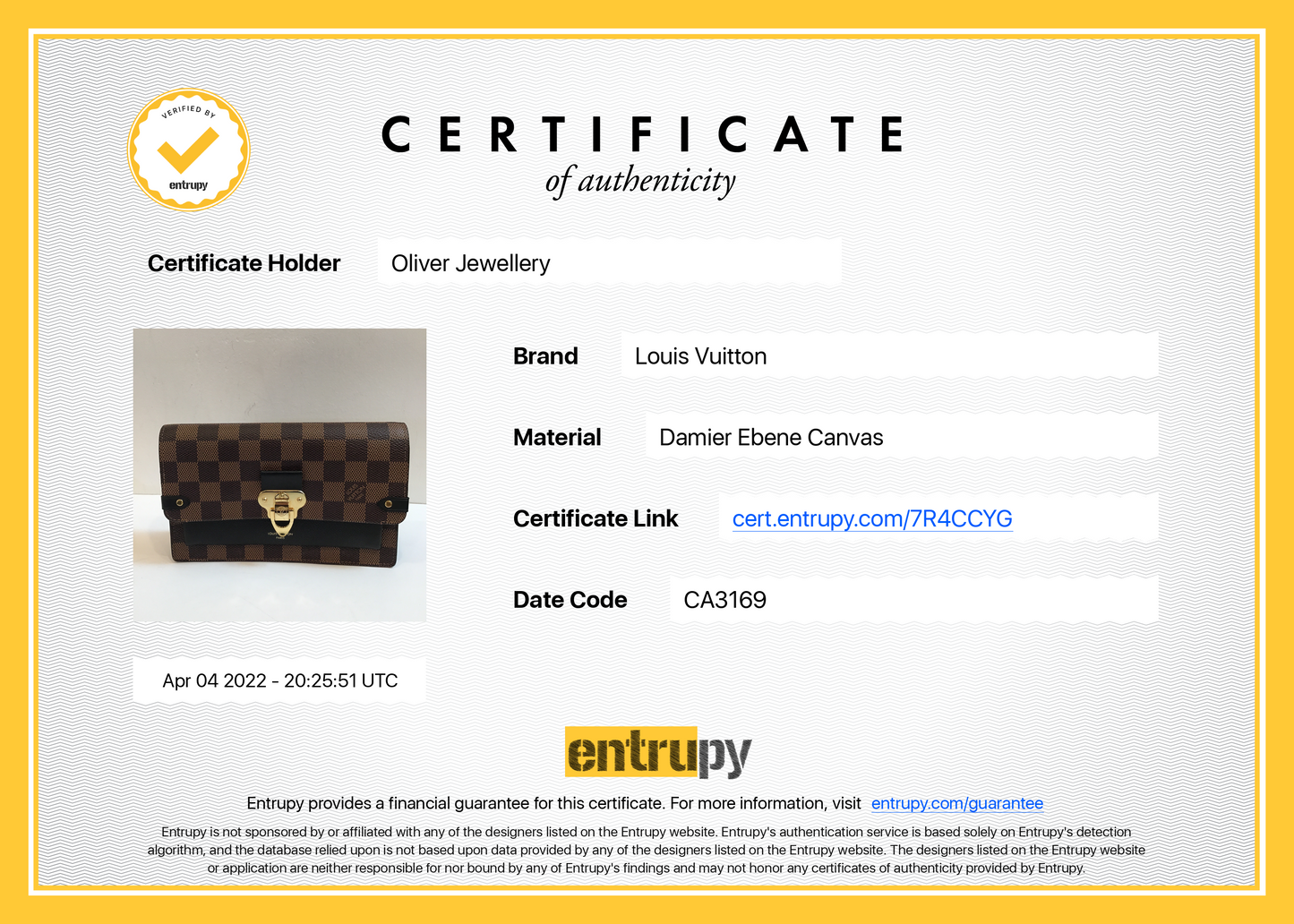 Louis Vuitton Damier Ebene Vavin Chain Wallet