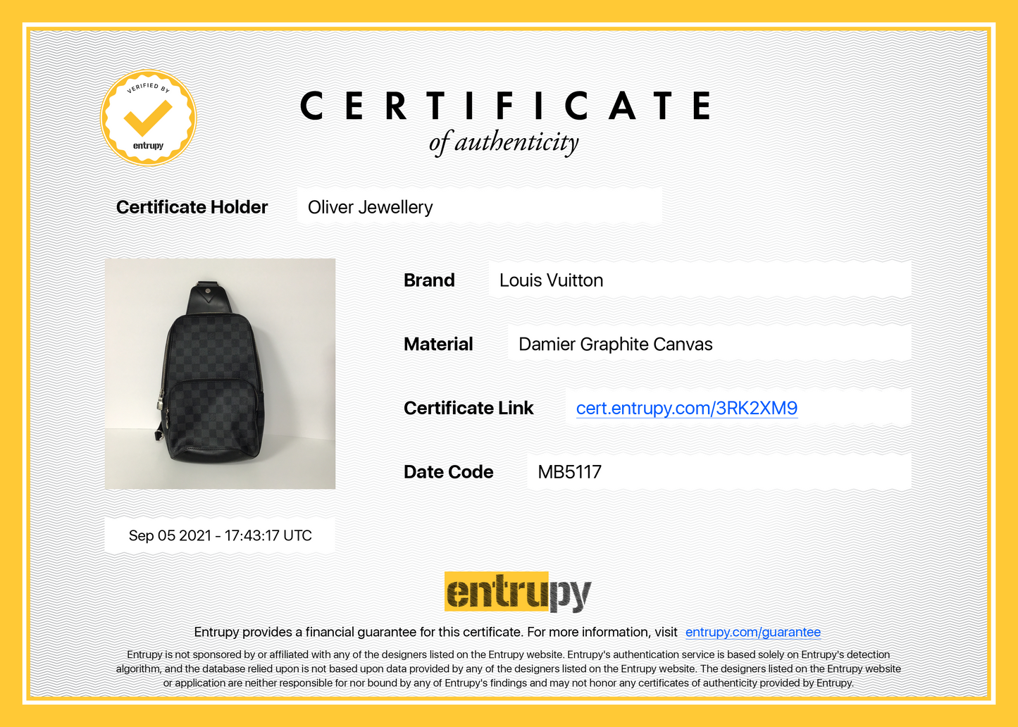 Louis Vuitton Damier Graphite Avenue Sling Bag