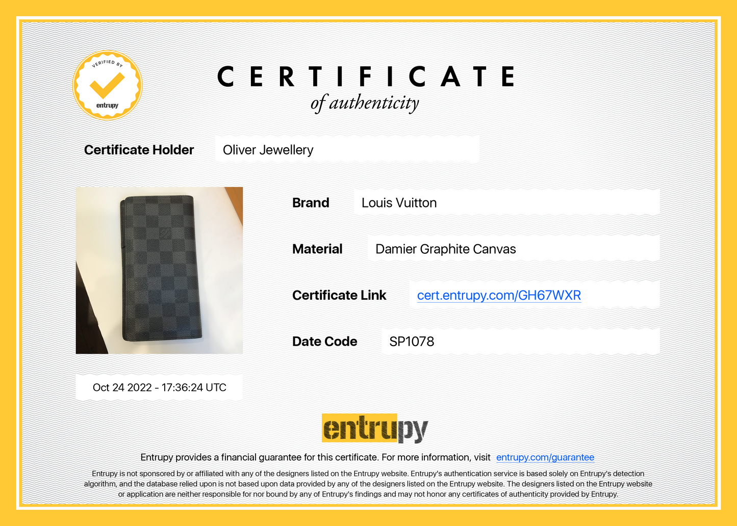 Louis Vuitton Damier Graphite Brazza Wallet