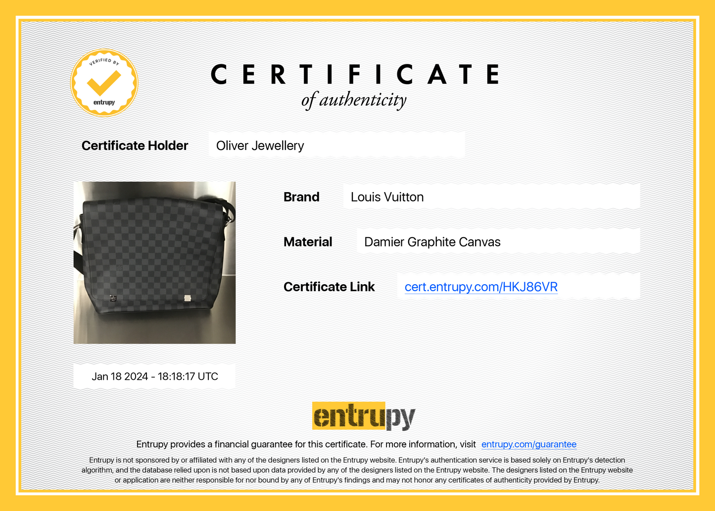 Louis Vuitton Damier Graphite District MM