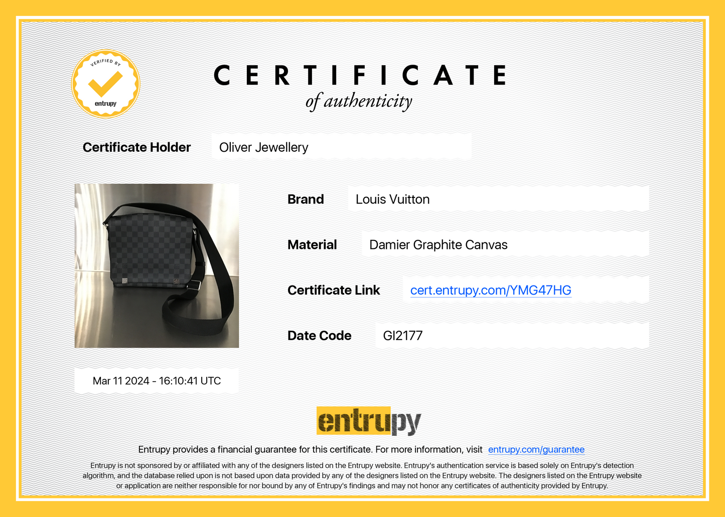 Louis Vuitton Damier Graphite District PM