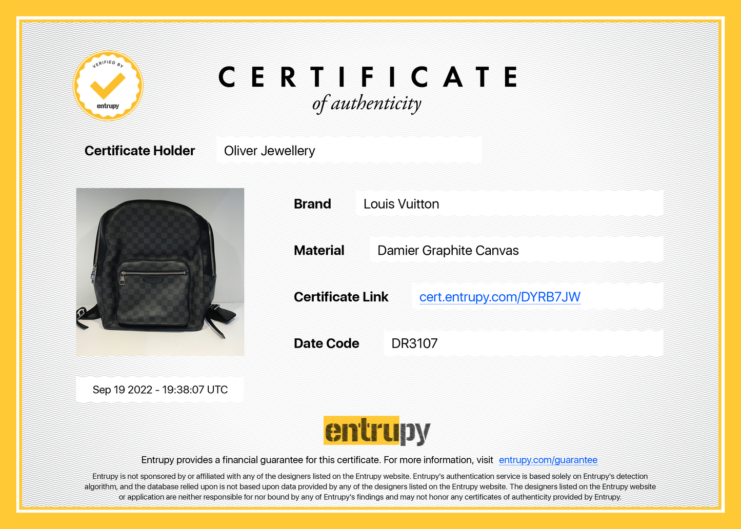 Louis Vuitton Damier Graphite Josh Backpack