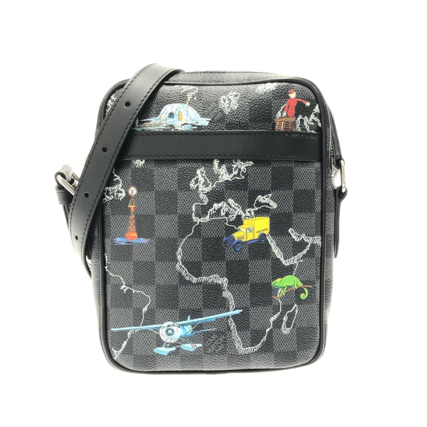 Louis Vuitton Damier Graphite Renaissance Map Danube Slim PM (SHG-tKOEzs)