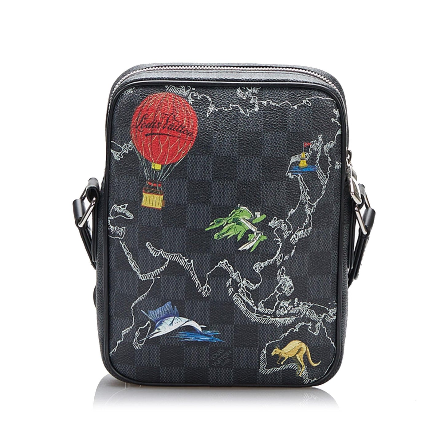 Louis Vuitton Damier Graphite Renaissance Map Danube Slim PM (SHG-GuKhcA)