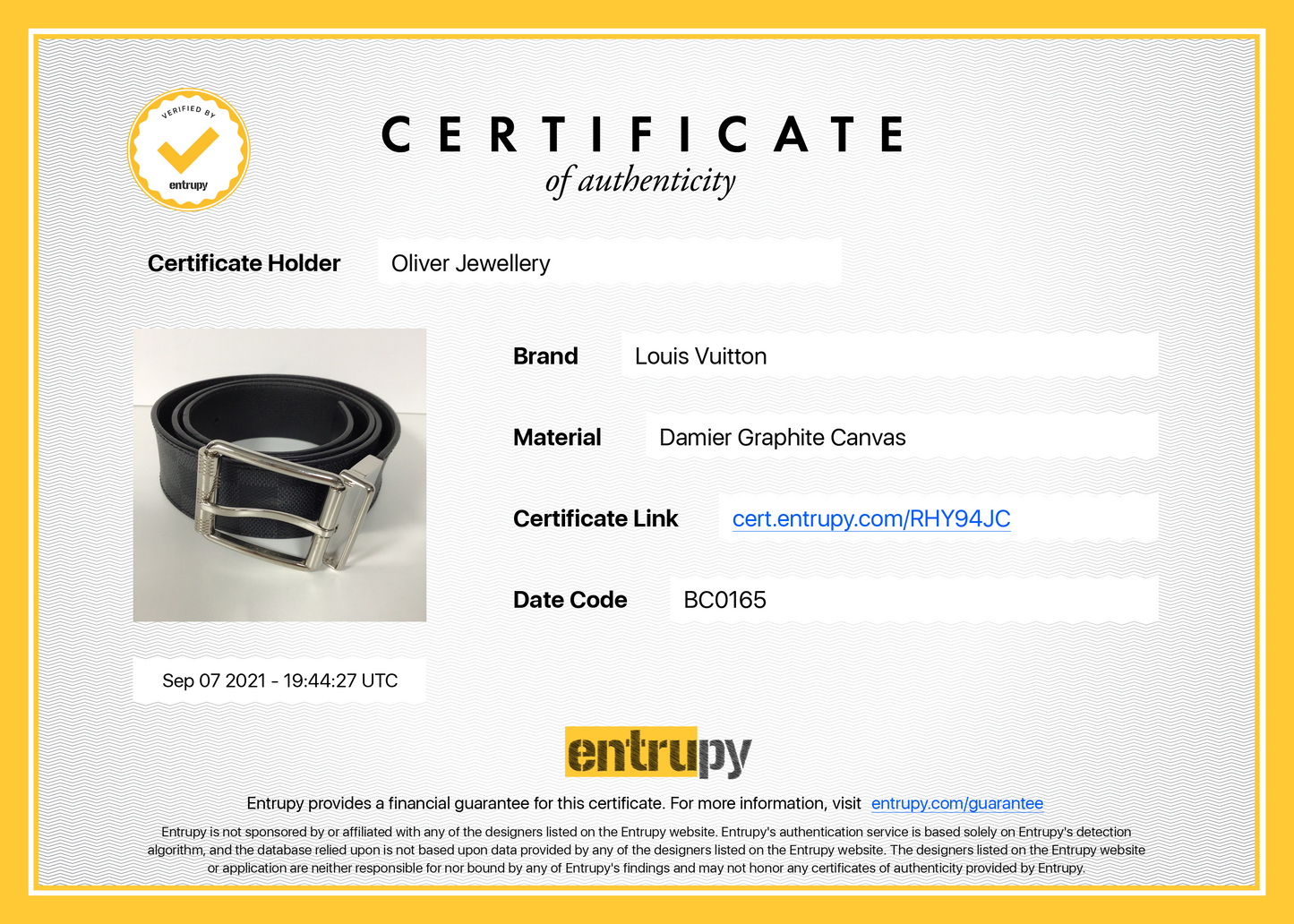 Louis Vuitton Damier Graphite Reversible 40MM Belt