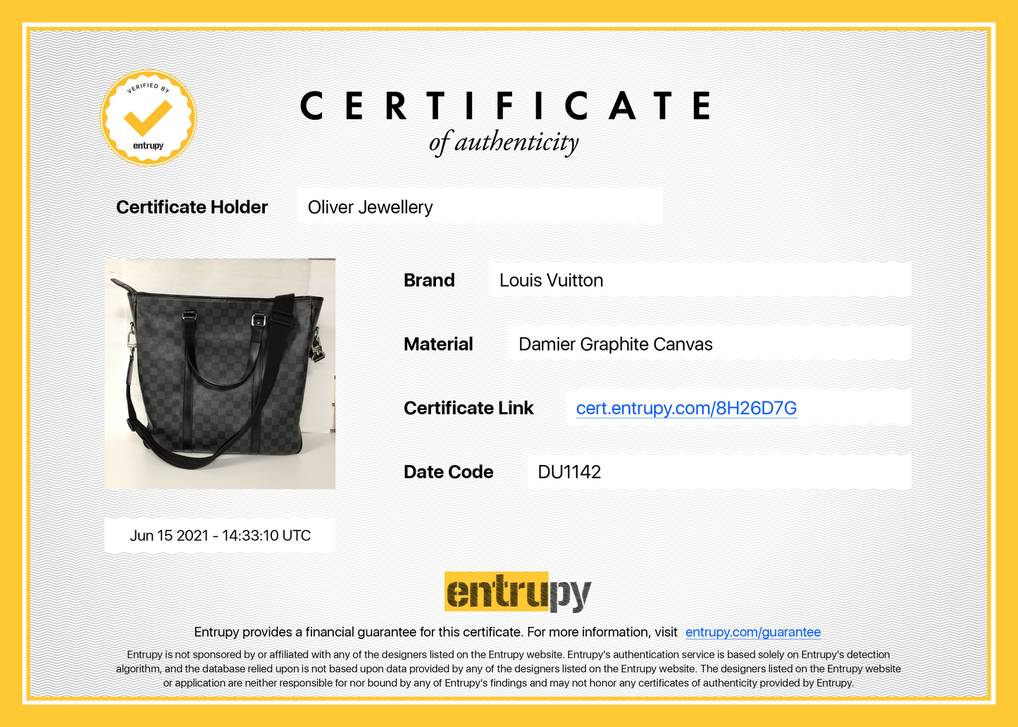 Louis Vuitton Damier Graphite Tadao