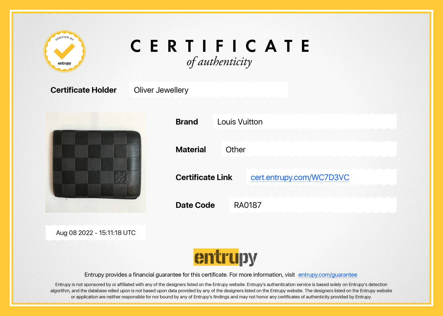 Louis Vuitton Damier Infini Leather Slender Wallet
