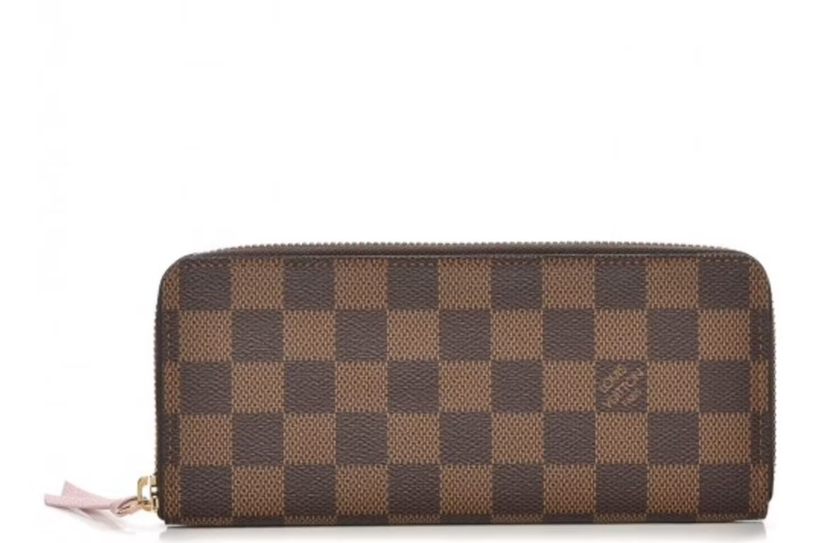 LOUIS VUITTON PORTEFEUILLE CLÃMENCE WALLET DAMIER EBENY ROSE BALLERINE
