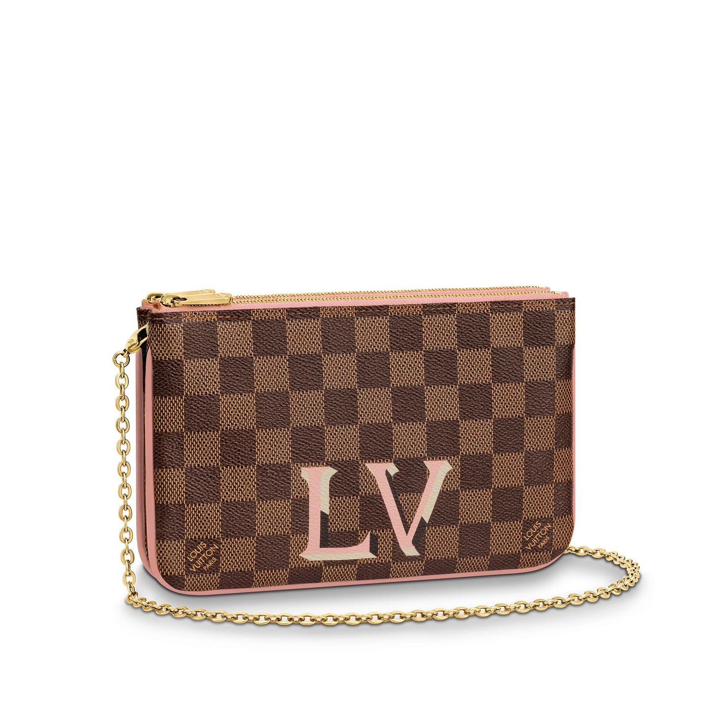 Louis Vuitton DAMIER EBÃNE Double Zip Pochette