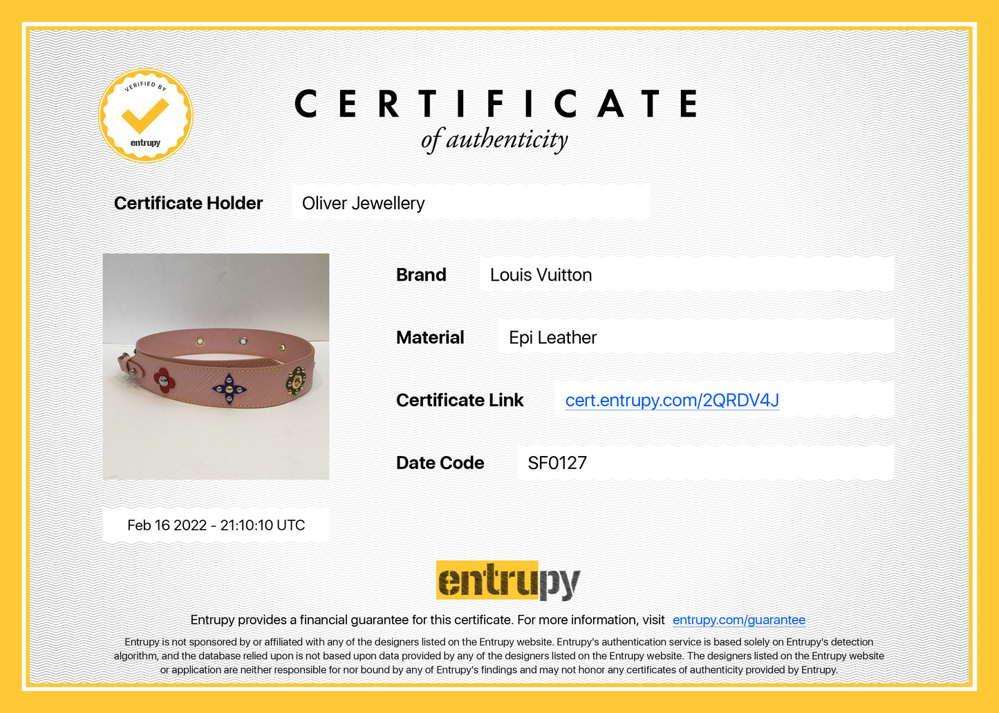 Louis Vuitton Epi Mechanical Flower Bandouliere Shoulder Strap