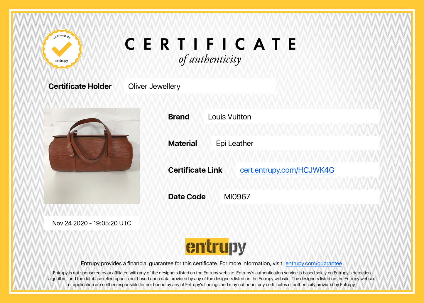 Louis Vuitton Epi Papillon 30 with Pouch