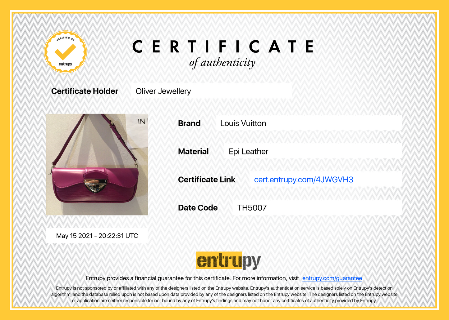 Louis Vuitton Epi Pochette Montaigne Bag