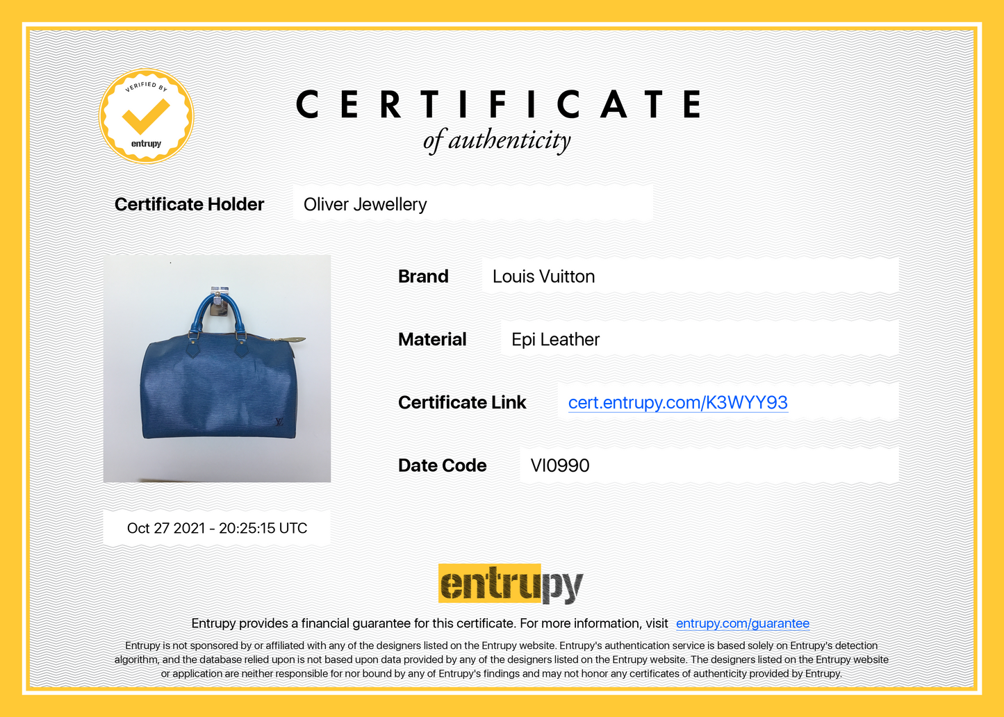 Louis Vuitton Epi Speedy 35