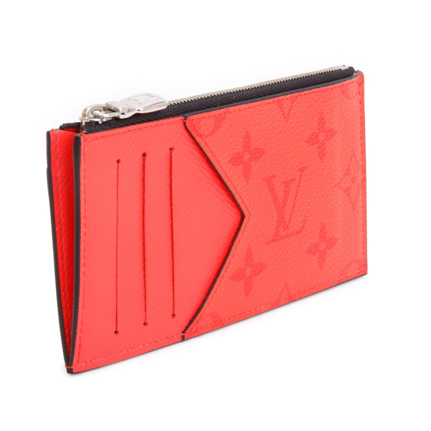 Louis Vuitton Fire Red Monogram & Taigarama Leather Coin Card Holder