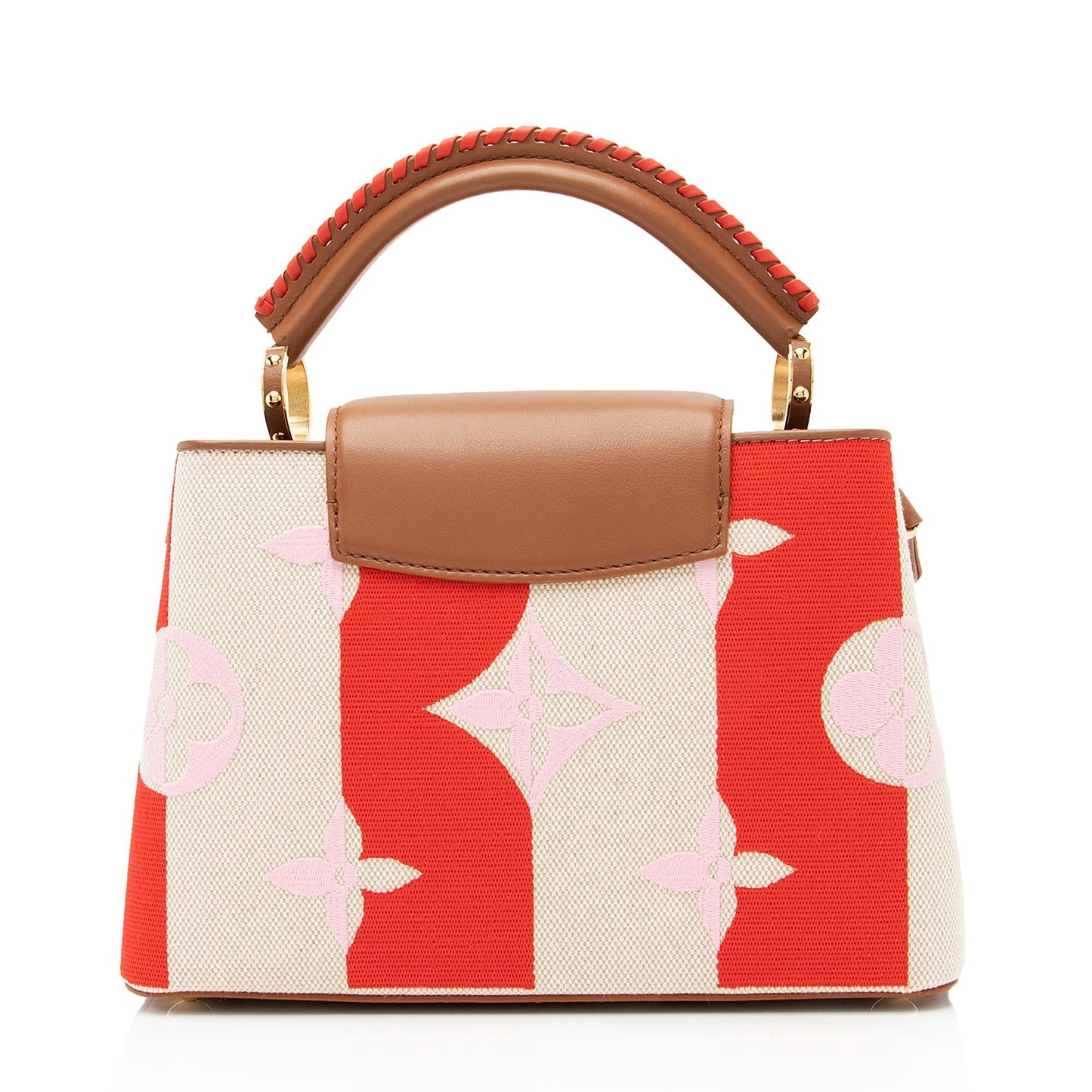 Louis Vuitton Giant Monogram Embroidered Canvas Calfskin Braided Capucines BB Bag (SHF-23587)