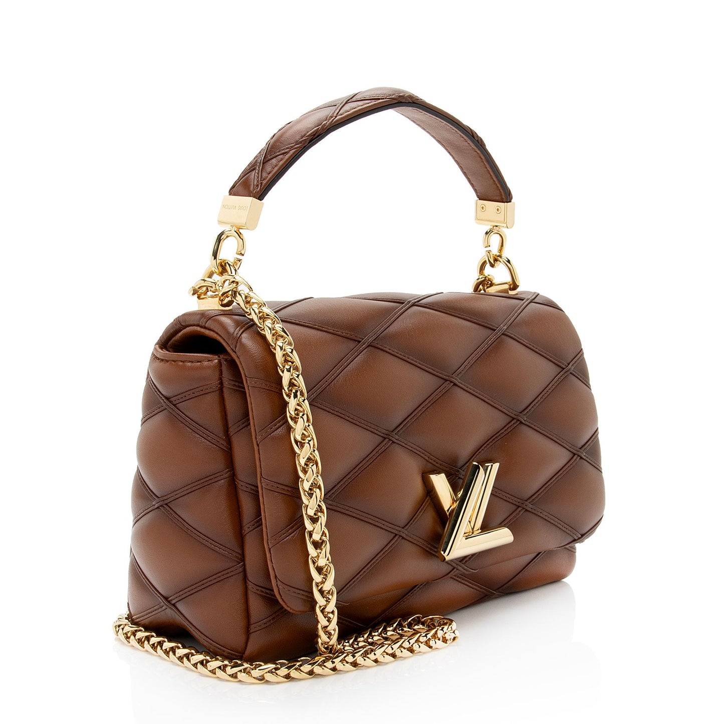 Louis Vuitton Lambskin Malletage GO-14 MM Top Handle (SHF-vVtcbn)