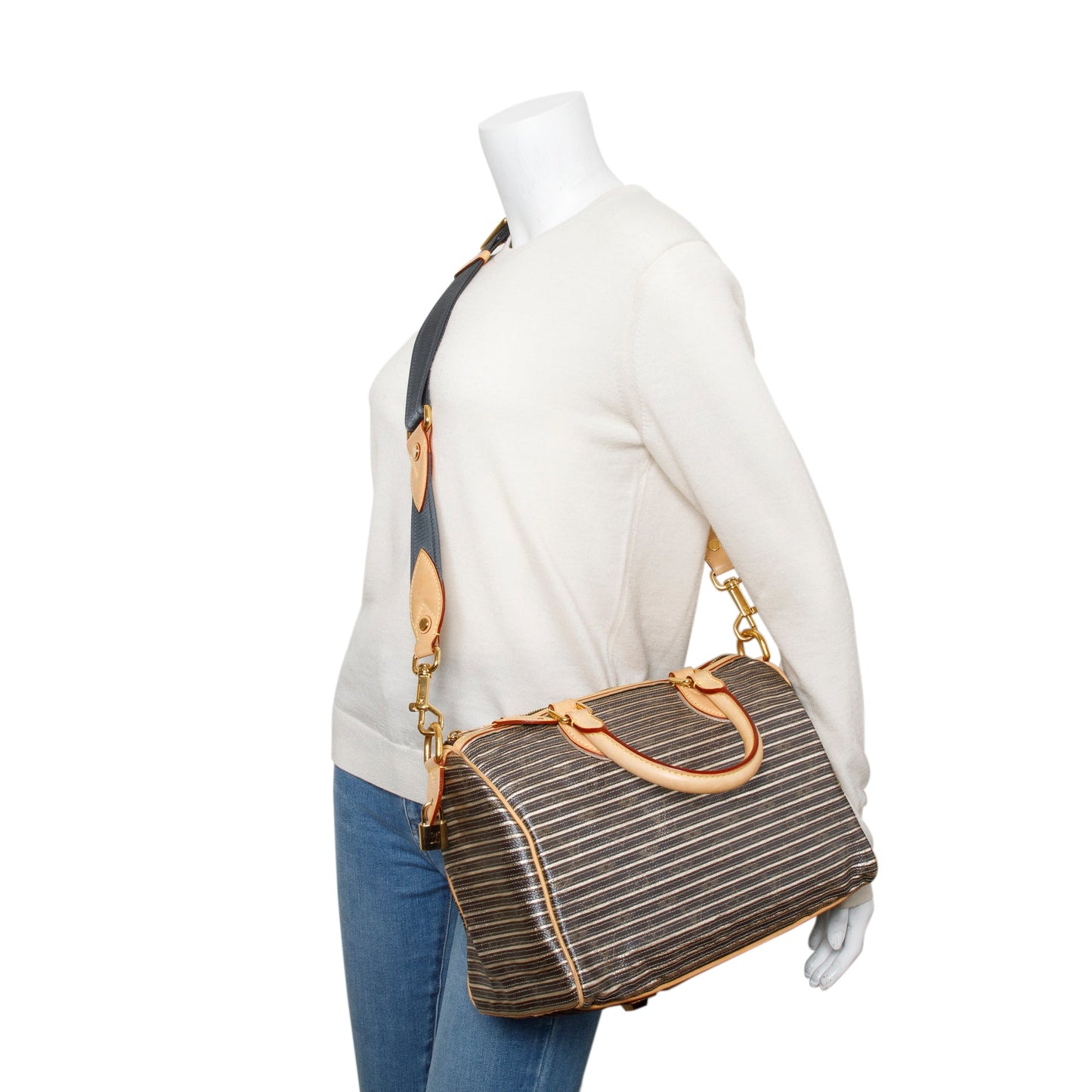 Louis Vuitton Limited Edition Argent Monogram Eden Speedy Bandouliere 30