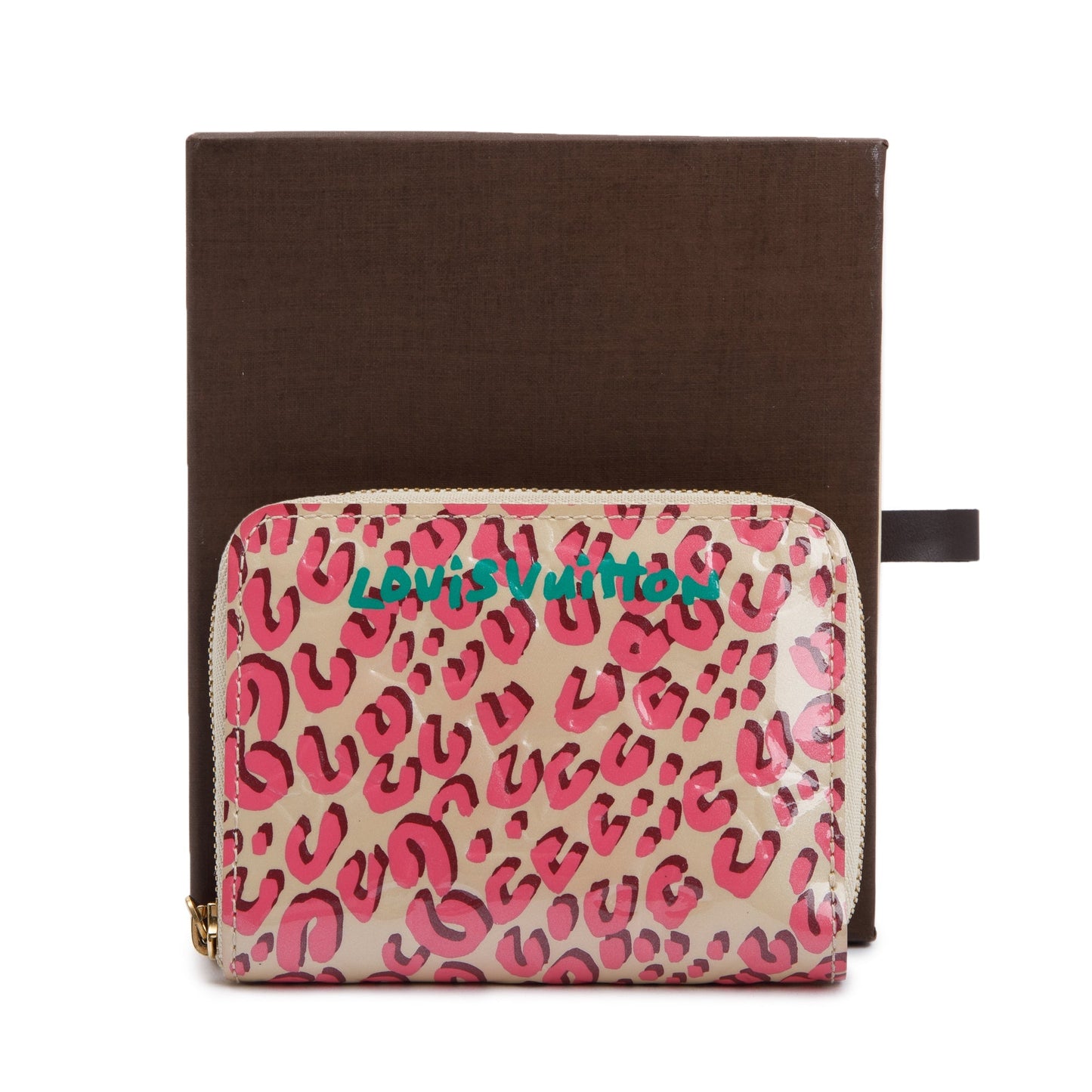 Louis Vuitton Limited Edition Blanc Corail Monogram Vernis Leopard Zippy Coin Purse