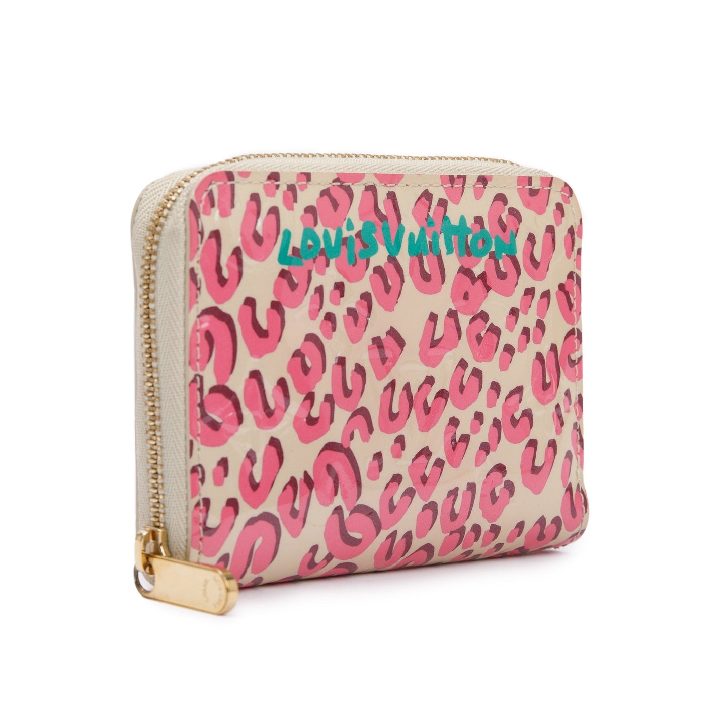 Louis Vuitton Limited Edition Blanc Corail Monogram Vernis Leopard Zippy Coin Purse