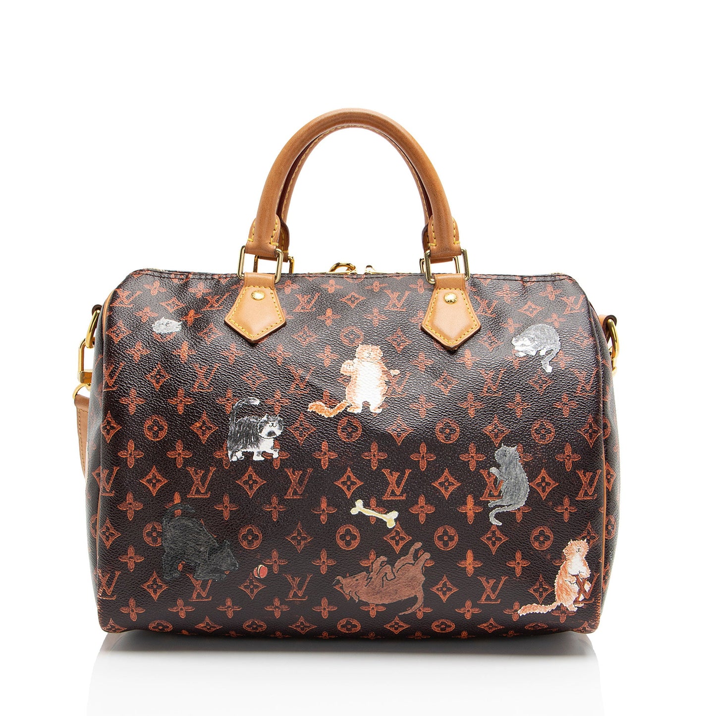 Louis Vuitton Limited Edition Catogram Canvas Speedy Bandouliere 30 Satchel