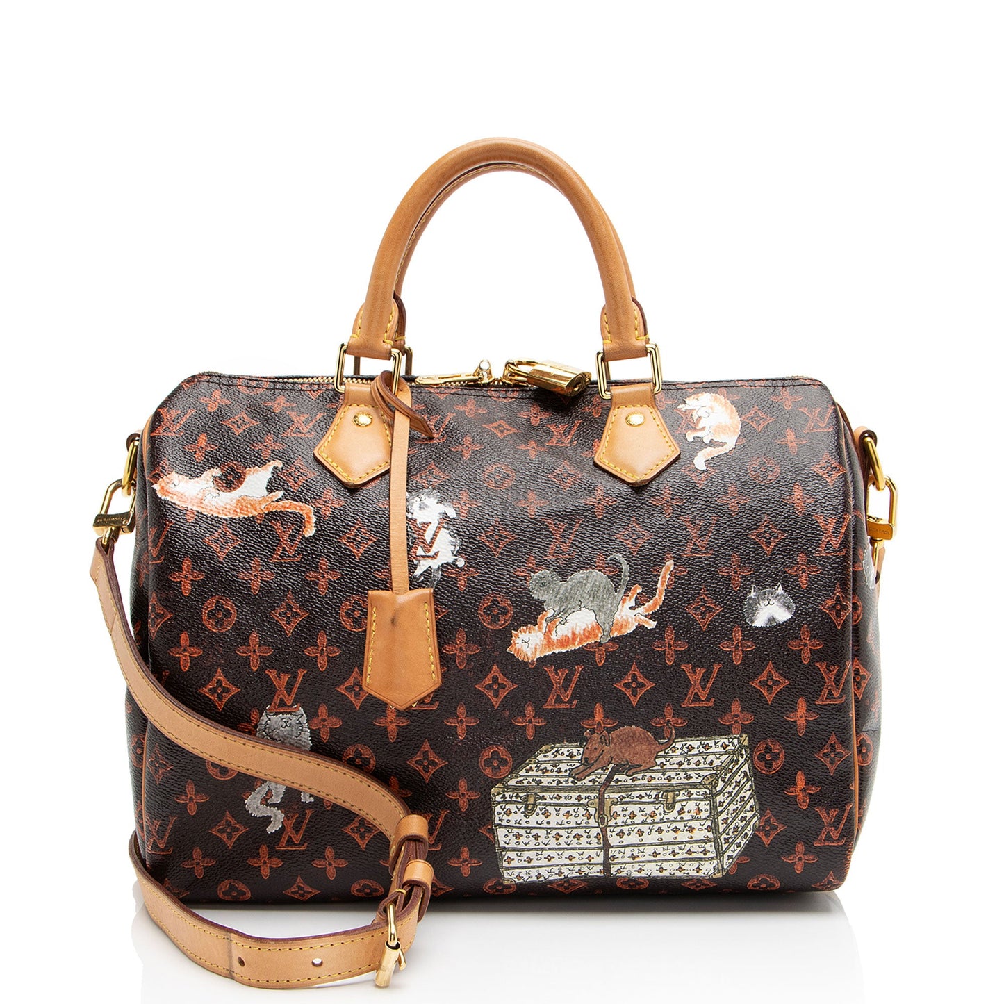 Louis Vuitton Limited Edition Catogram Canvas Speedy Bandouliere 30 Satchel