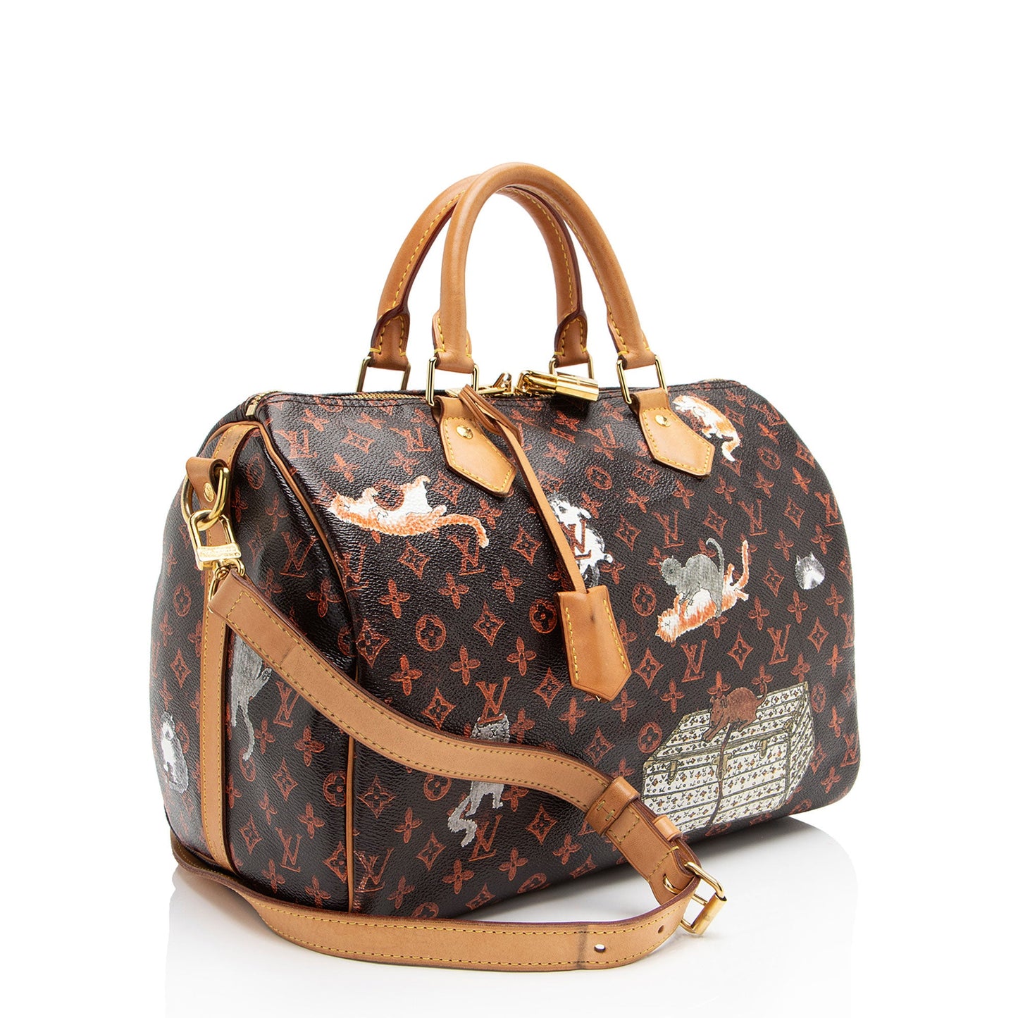Louis Vuitton Limited Edition Catogram Canvas Speedy Bandouliere 30 Satchel