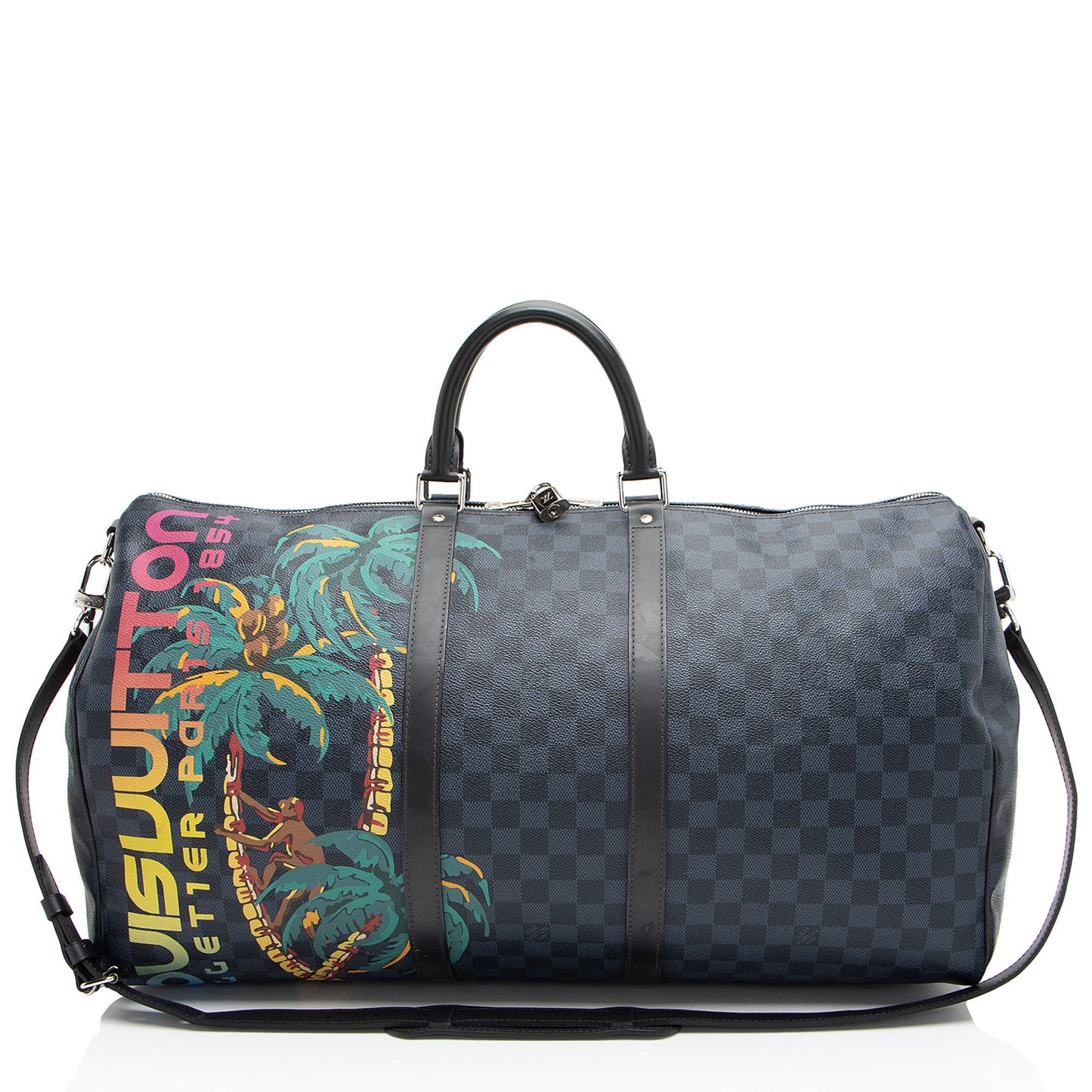 Louis Vuitton Limited Edition Damier Cobalt Jungle Keepall Bandouliere 55 Duffle