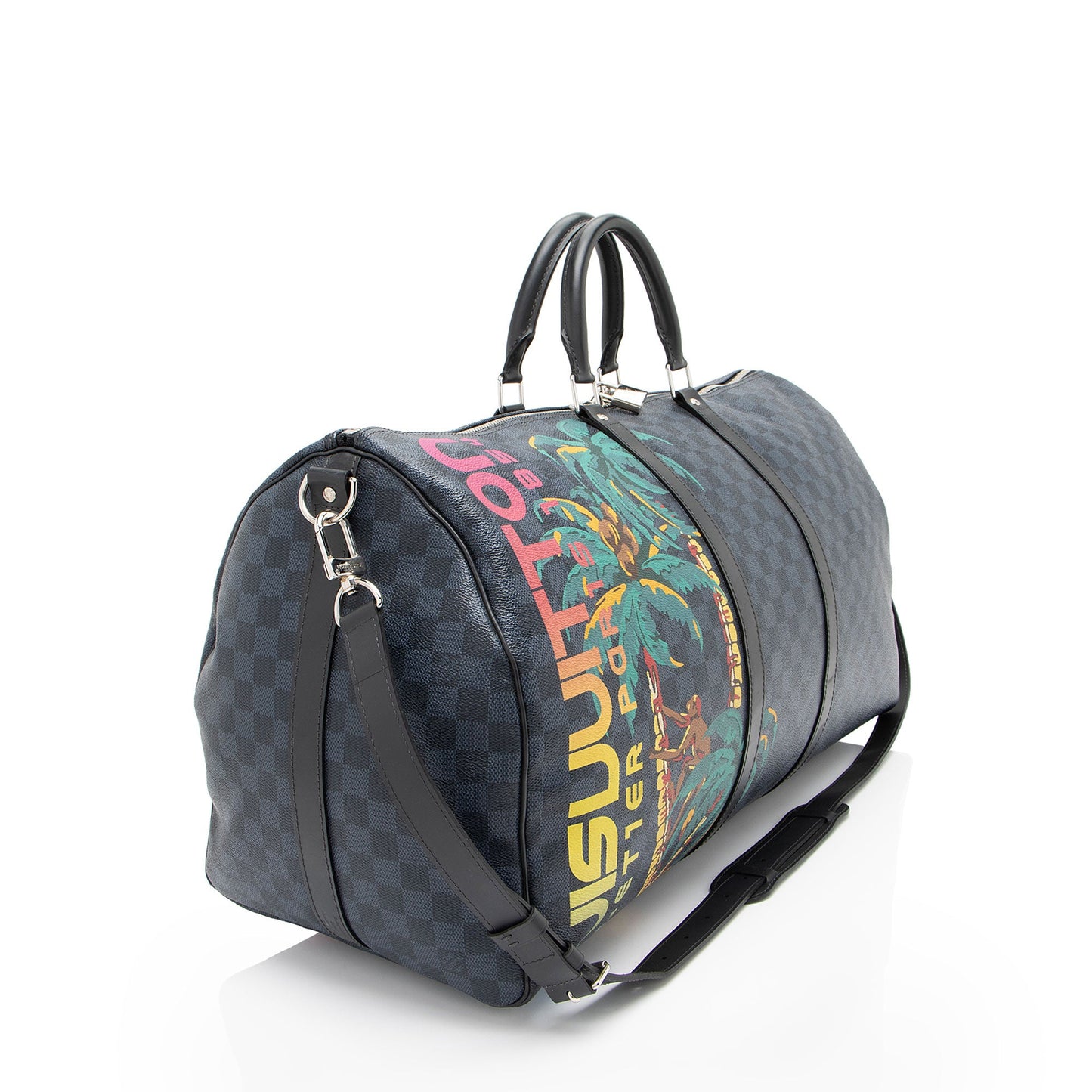 Louis Vuitton Limited Edition Damier Cobalt Jungle Keepall Bandouliere 55 Duffle