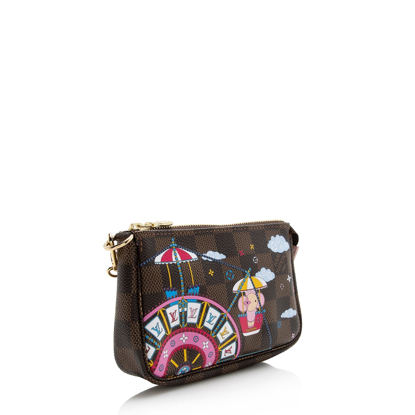 Louis Vuitton Limited Edition Damier Ebene Big Wheel Mini Pochette Accessoires (SHF-22269)
