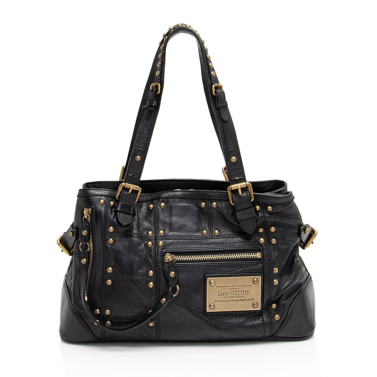 Louis Vuitton Limited Edition Lambskin Riveting Satchel (SHF-qoeOQg)