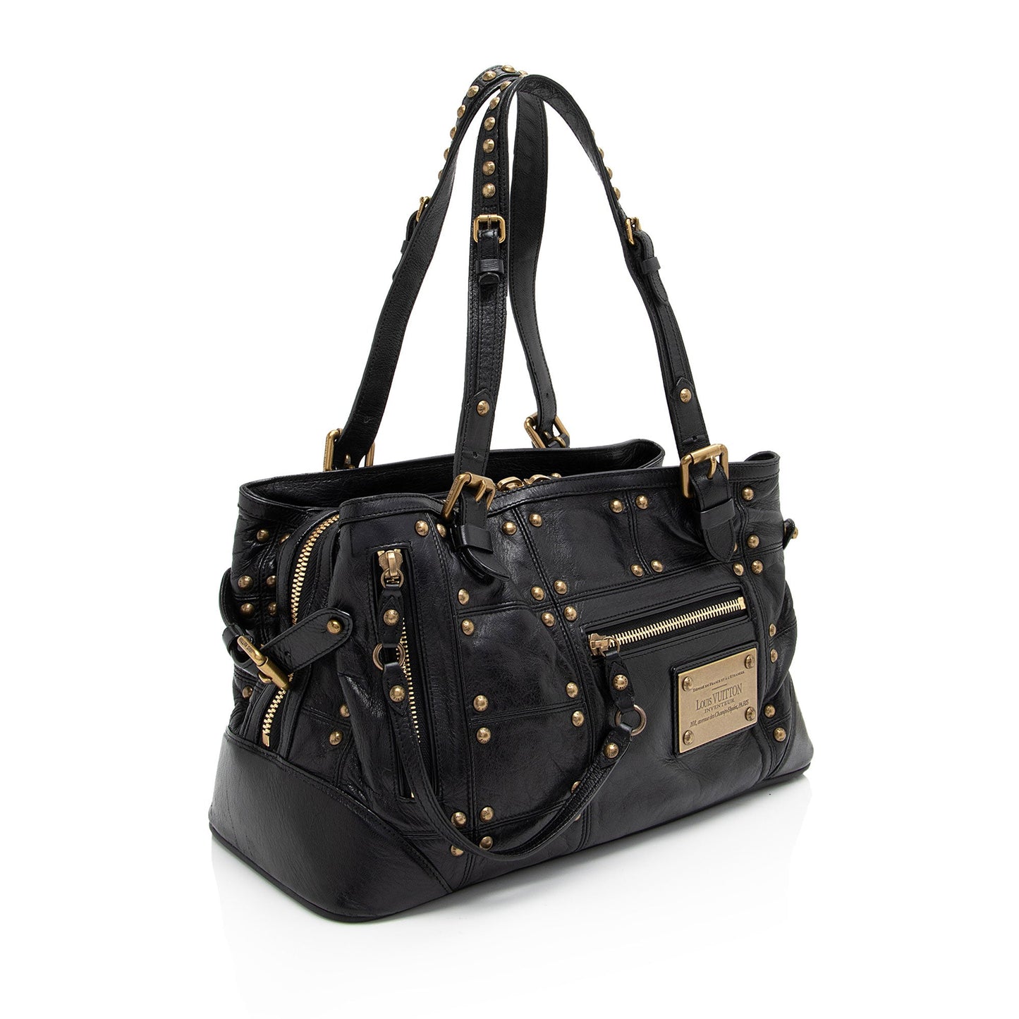Louis Vuitton Limited Edition Lambskin Riveting Satchel (SHF-qoeOQg)