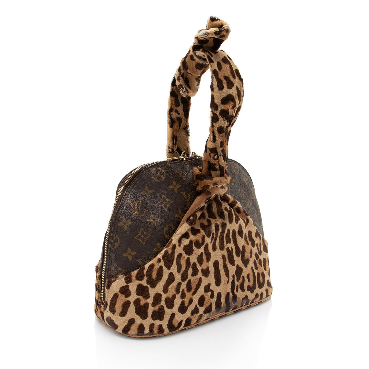 Louis Vuitton Limited Edition Monogram Canvas Leopard Pony Hair Allia Alma Satchel (SHF-7m3MG9)