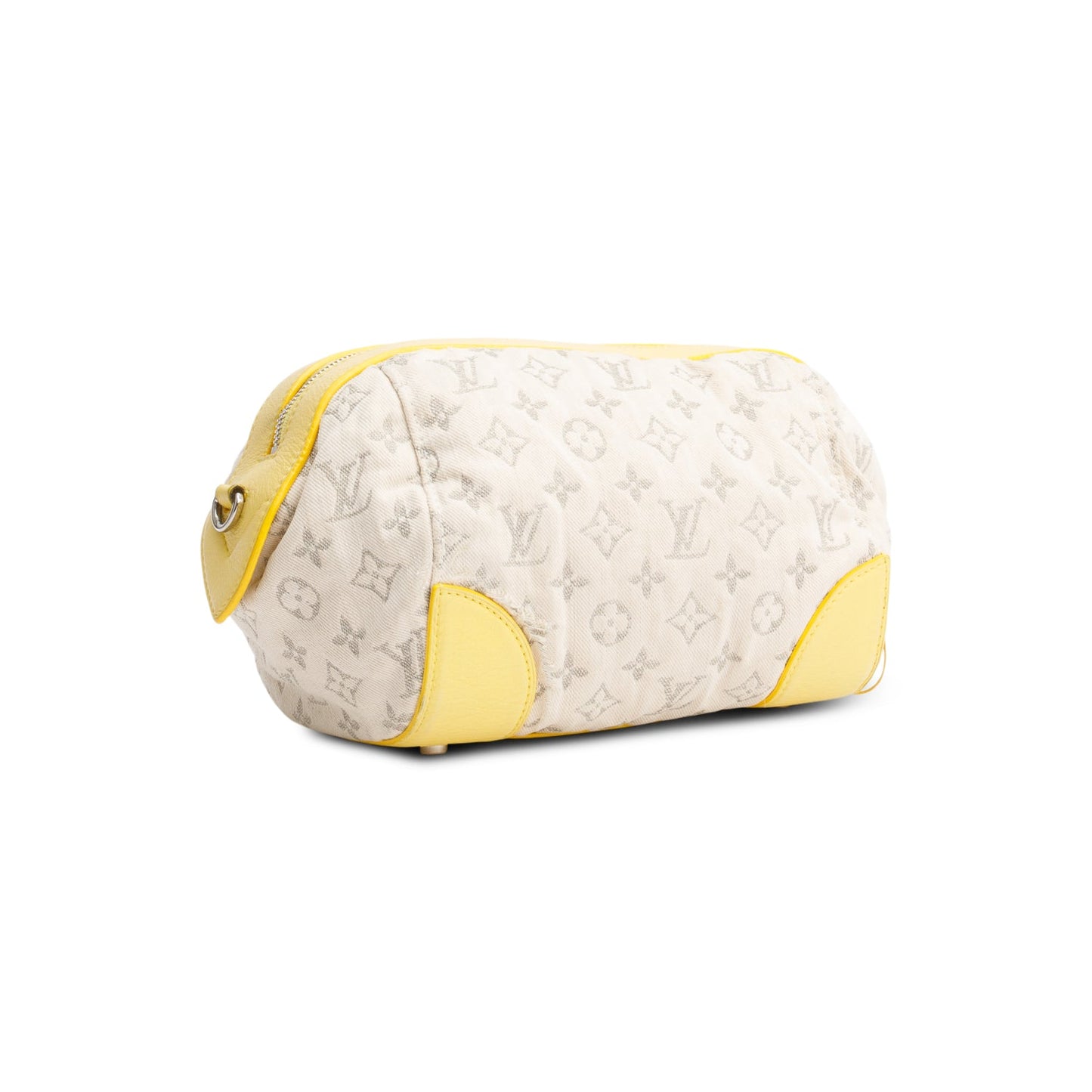 Louis Vuitton Limited Edition Neutral Monogram Denim Yellow Leather Trim Speedy Round