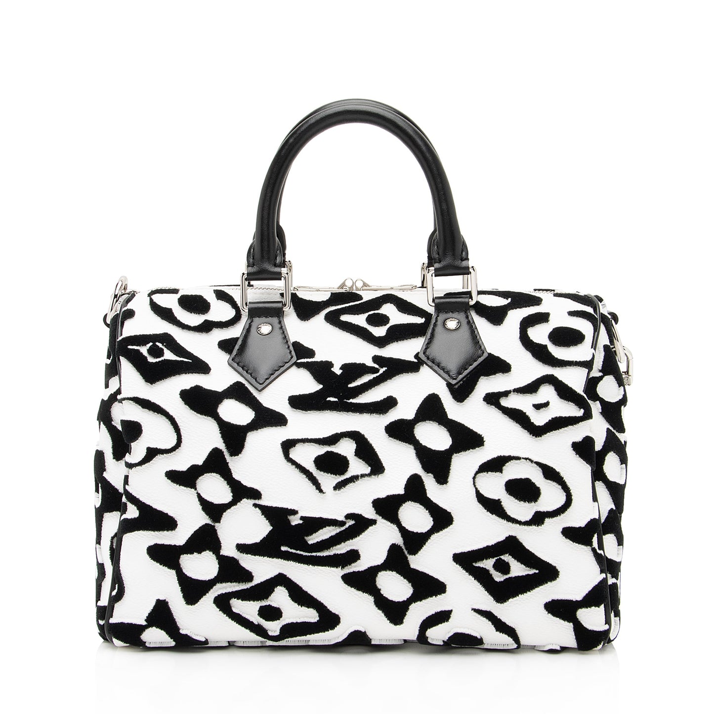 Louis Vuitton Limited Edition Tufted Monogram Canvas Urs Fischer Speedy Bandouliere 25 Satchel (SHF-23866)