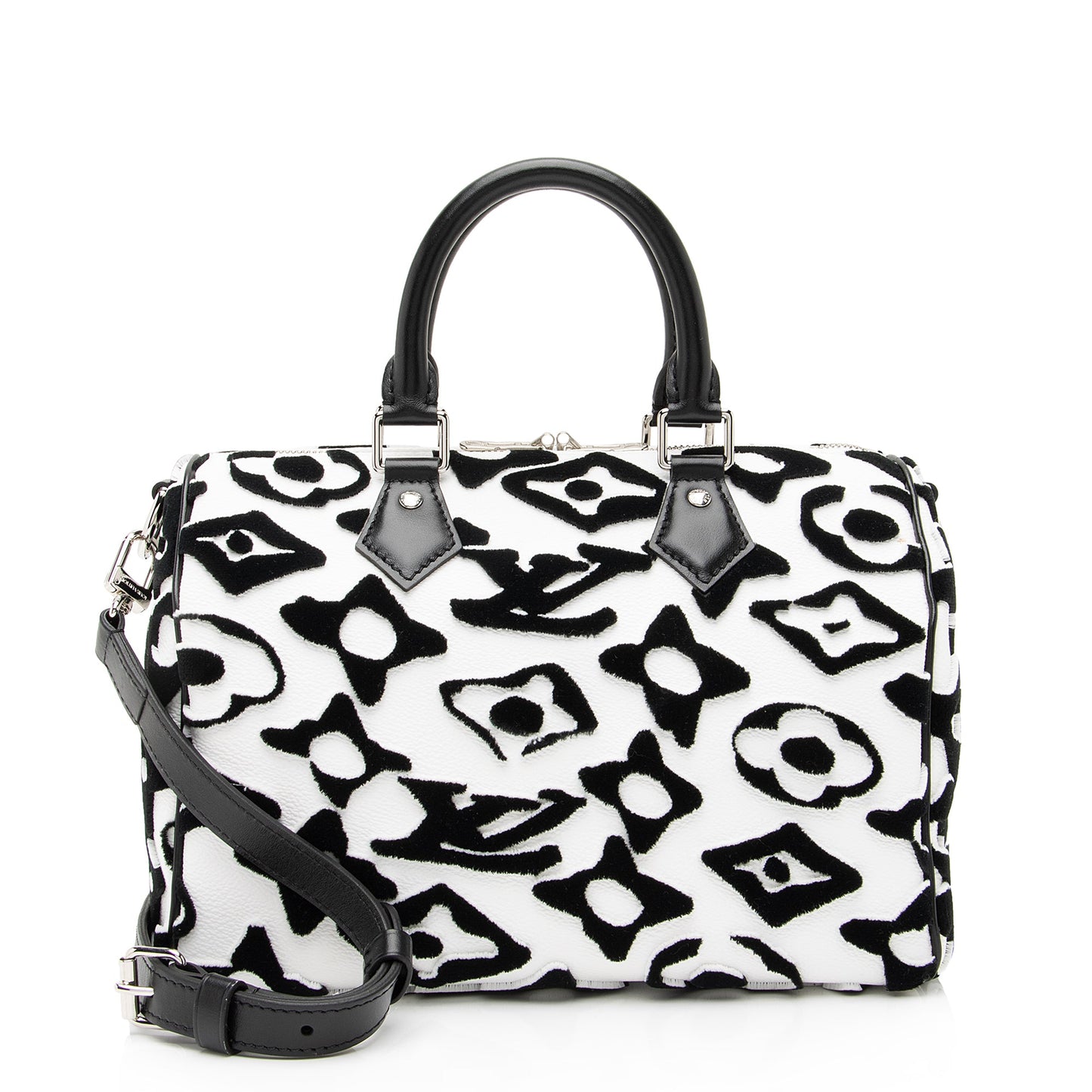 Louis Vuitton Limited Edition Tufted Monogram Canvas Urs Fischer Speedy Bandouliere 25 Satchel (SHF-23866)