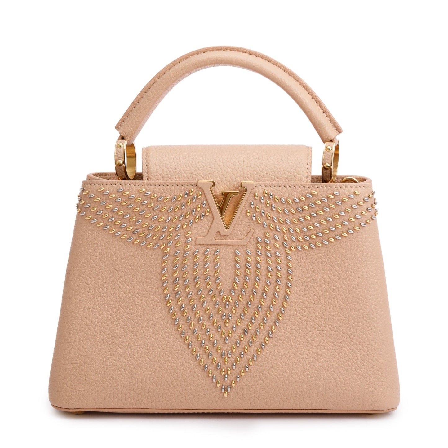 Louis Vuitton Magnolia Calfskin Leather Studded Capucine BB