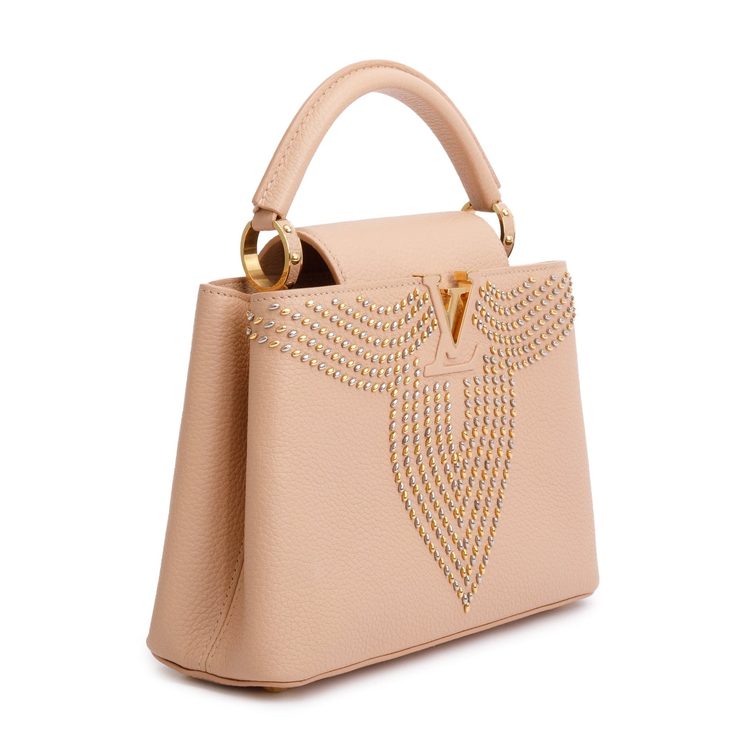 Louis Vuitton Magnolia Calfskin Leather Studded Capucine BB