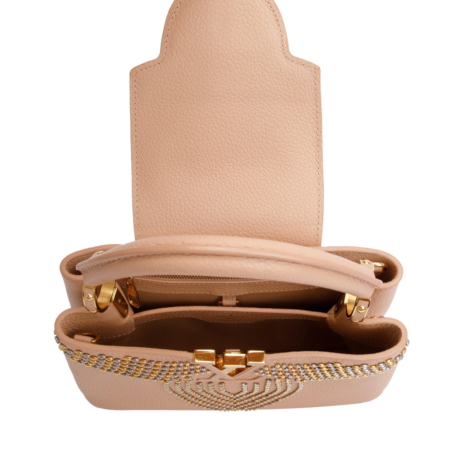 Louis Vuitton Magnolia Calfskin Leather Studded Capucine BB