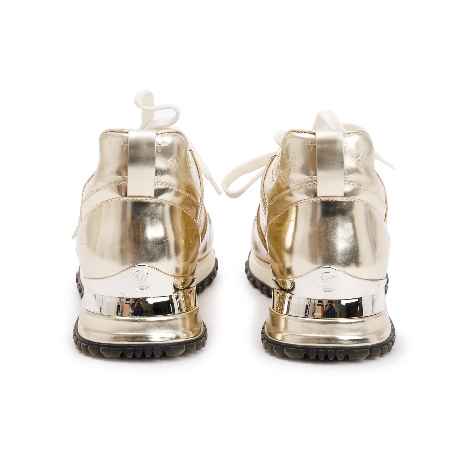 Louis Vuitton Metallic Gold Leather Run Away Sneakers, Size 36