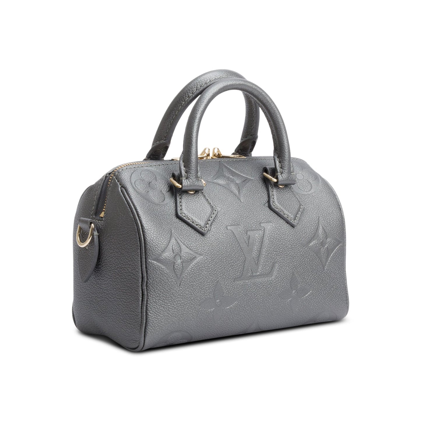 Louis Vuitton Metallic Grey Empreinte Monogram Speedy Bandouliere 20