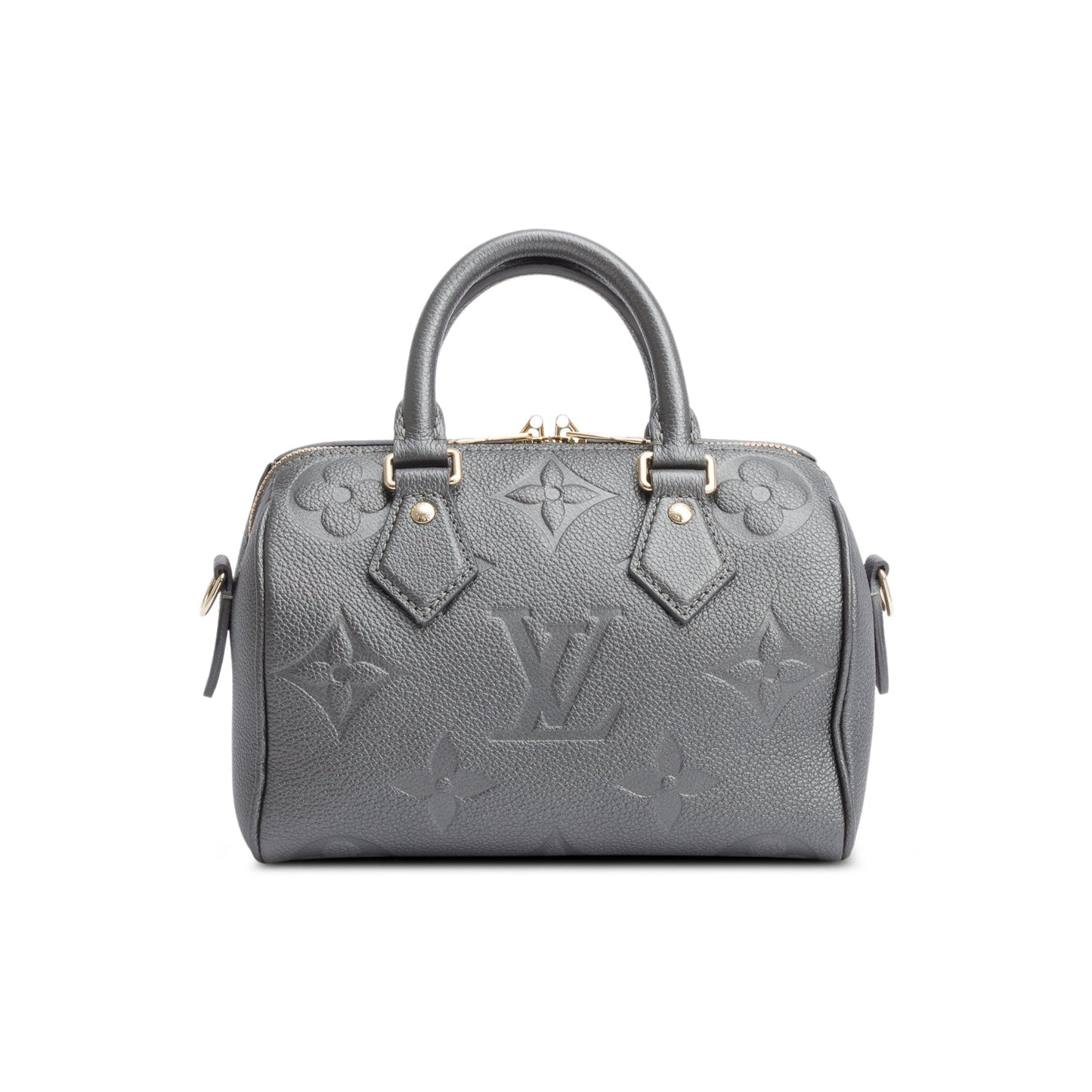 Louis Vuitton Metallic Grey Empreinte Monogram Speedy Bandouliere 20