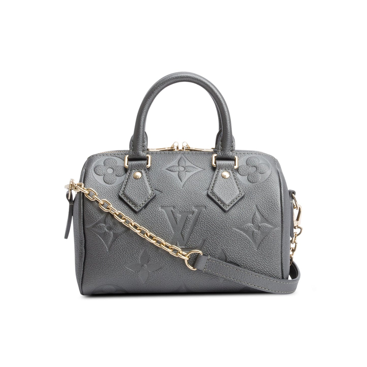 Louis Vuitton Metallic Grey Empreinte Monogram Speedy Bandouliere 20