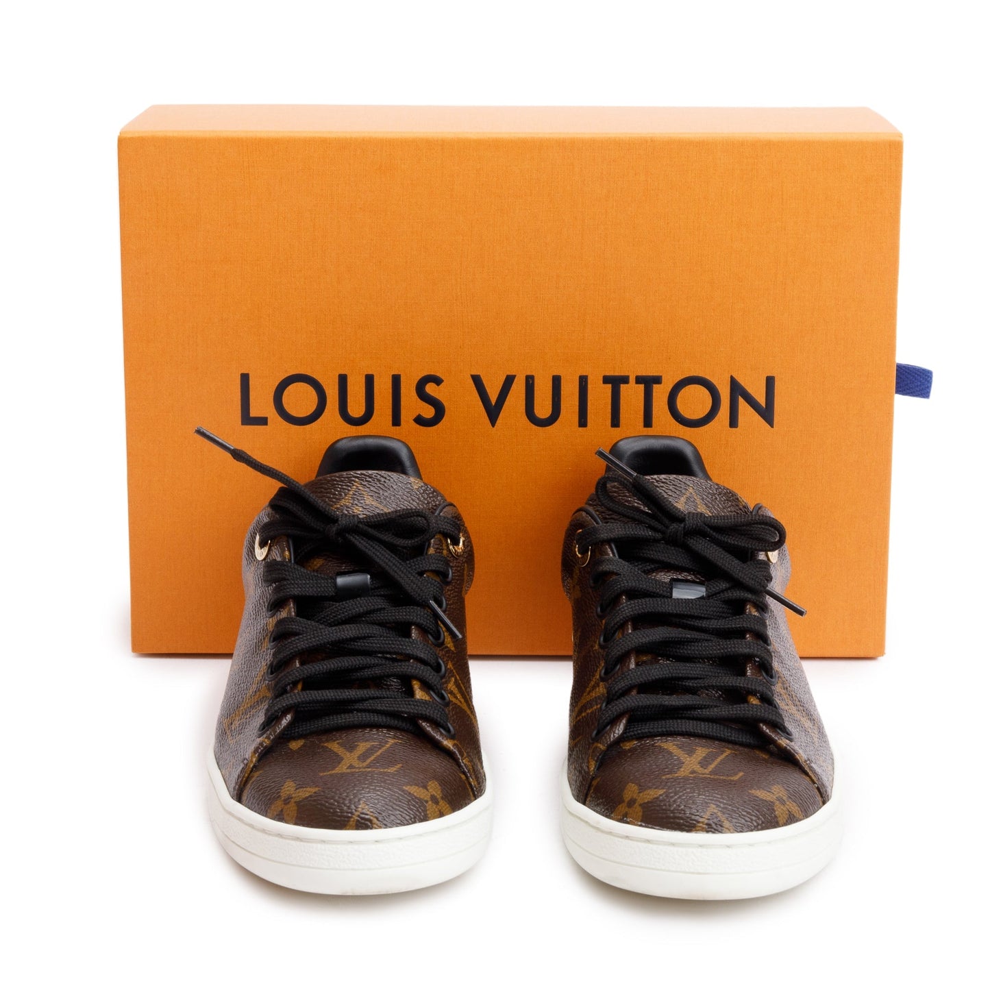 Louis Vuitton Monogram Canvas Black Patent Leather Frontrow Sneakers, Size 36