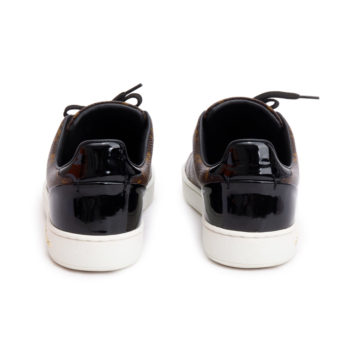 Louis Vuitton Monogram Canvas Black Patent Leather Frontrow Sneakers, Size 36