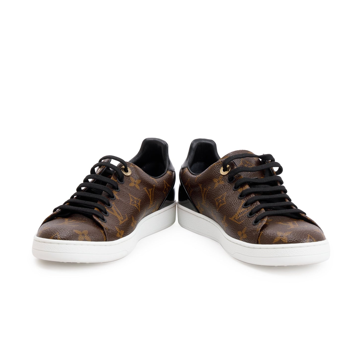 Louis Vuitton Monogram Canvas Black Patent Leather Frontrow Sneakers, Size 39