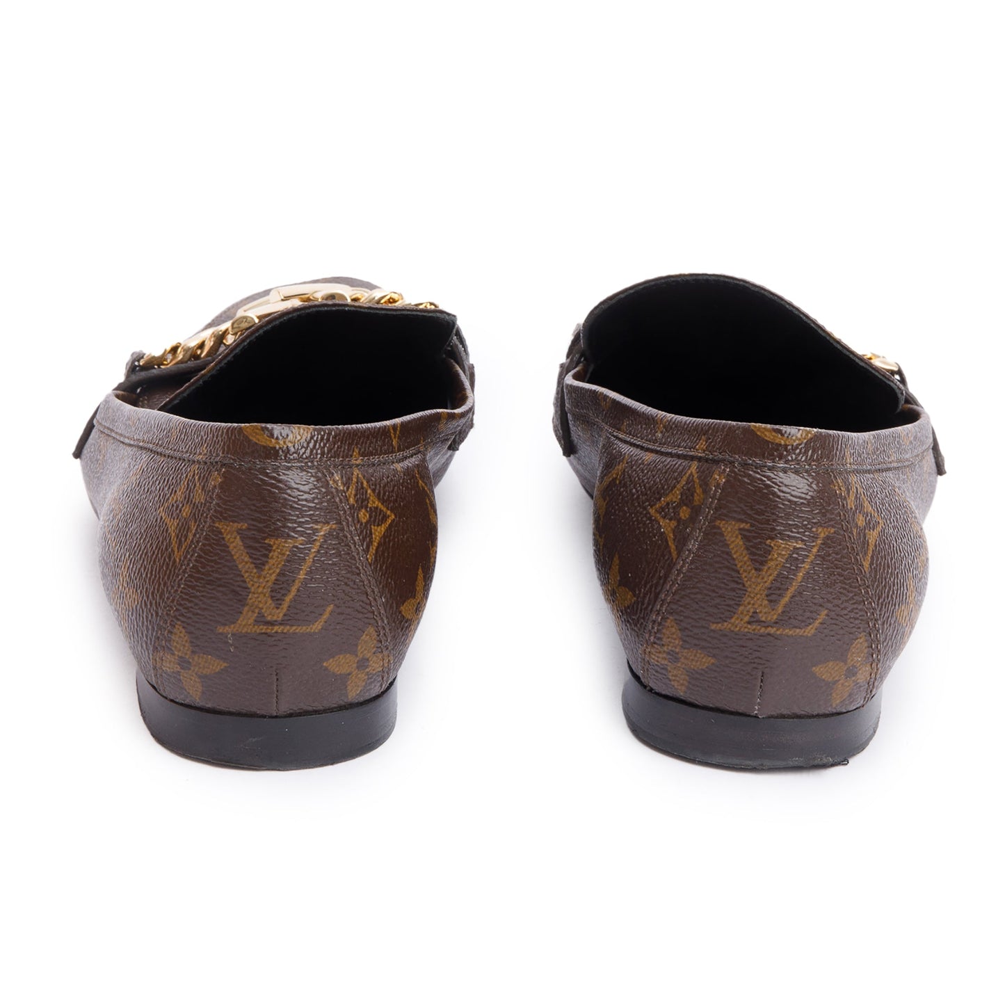 Louis Vuitton Monogram Canvas Chain-Link Accent Loafers, Size 41