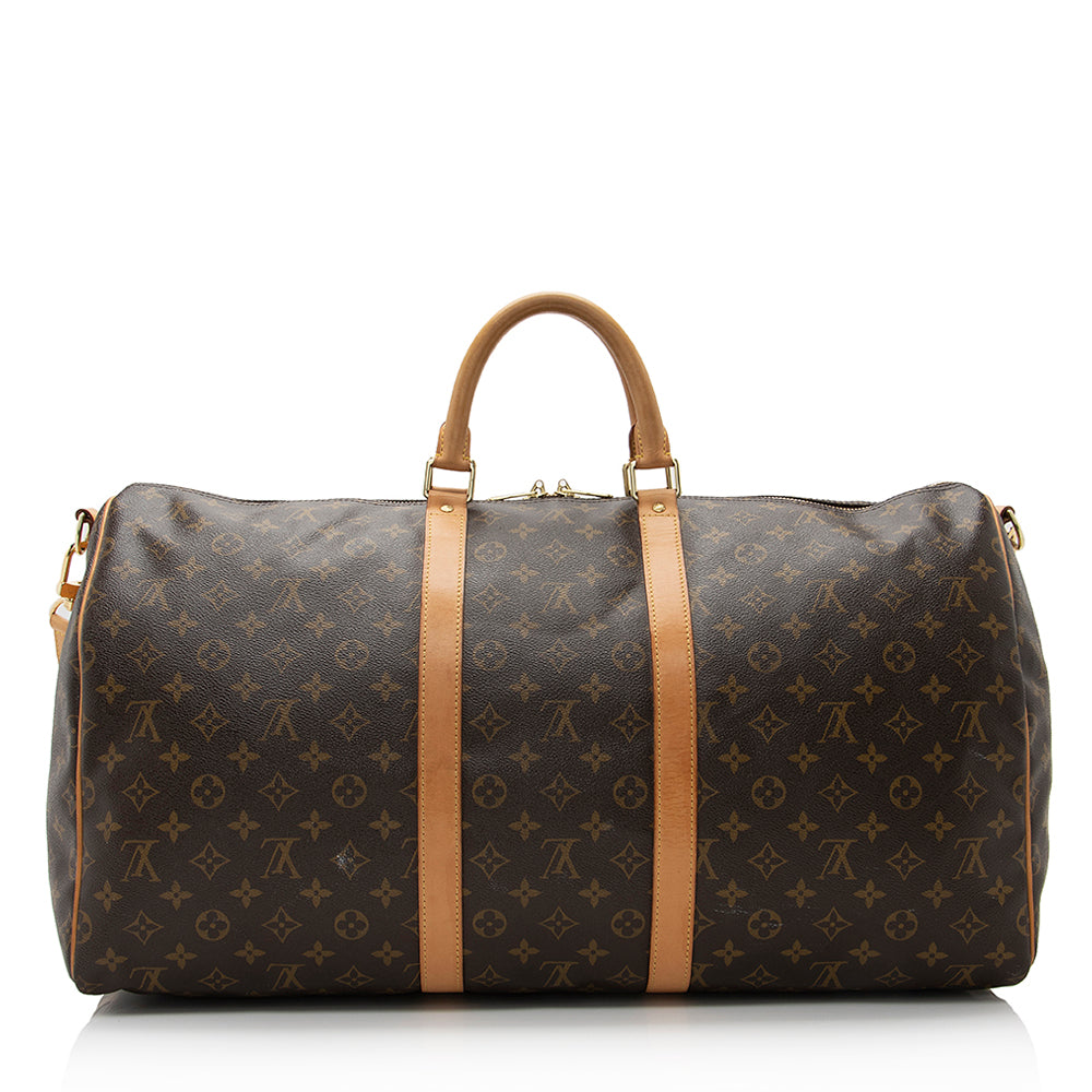 Louis Vuitton Monogram Canvas Keepall Bandouliere 55 Duffle Bag (SHF-21774)